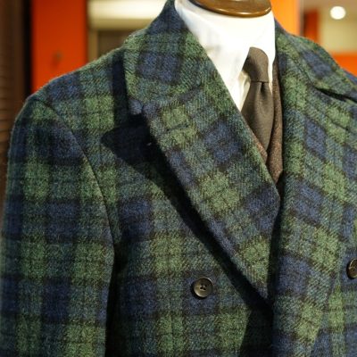 ブラックウォッチ　HARRIS TWEED　ハリスツイード　タータンチェック　アルスターコート